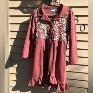 Paper Lace Dusty Pink Ruffle Jacket 100% Cotton NWOT pockets